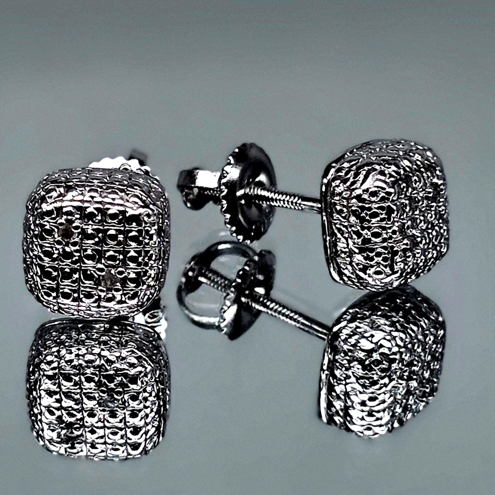 Textured Silver Men's Stud Earrings